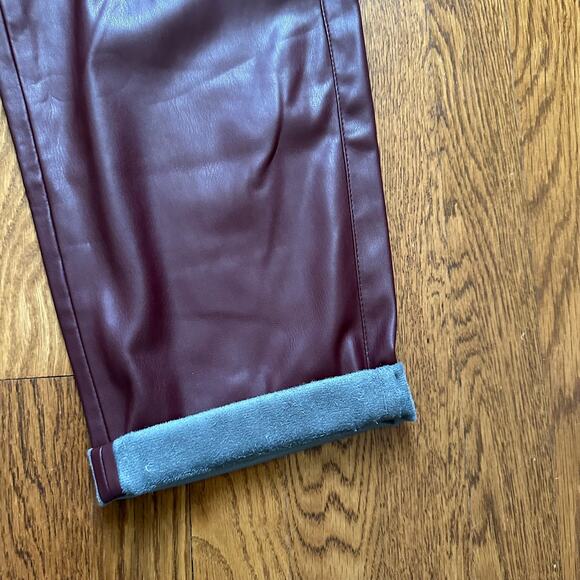 MNG Burgundy Faux Leather Drawstring Pants - Picture 2 of 8